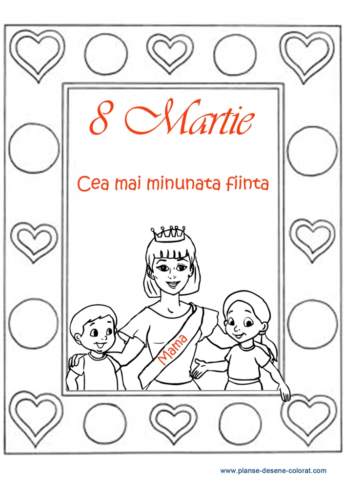 desene de colorat mama cu copii